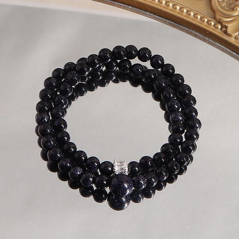 New Chinese double circle tea crystal obsidian sandalwood coconut shell spacer zen bracelet bracelet Douyin explosion wholesale
