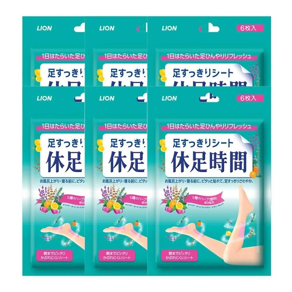 Kyusoku Jikan Foot Care Cooling Sheets, 6 Sheets Pack, 6 Pieces