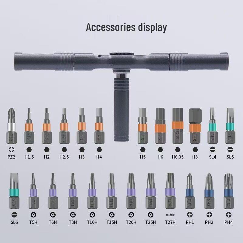 25v1 Multifunkční ráčnový šroubovák se sadou nástrojů z oceli S2