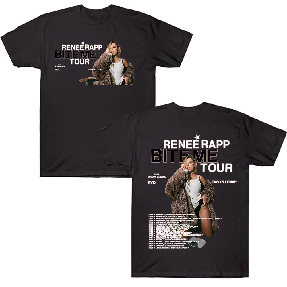 

Reneé Rapp Bite Me Tour T Shirt Fashion Men Women Clothes Short Sleeve Unisex Pure Cotton Tee New Design Aesthetic Top XS чорний