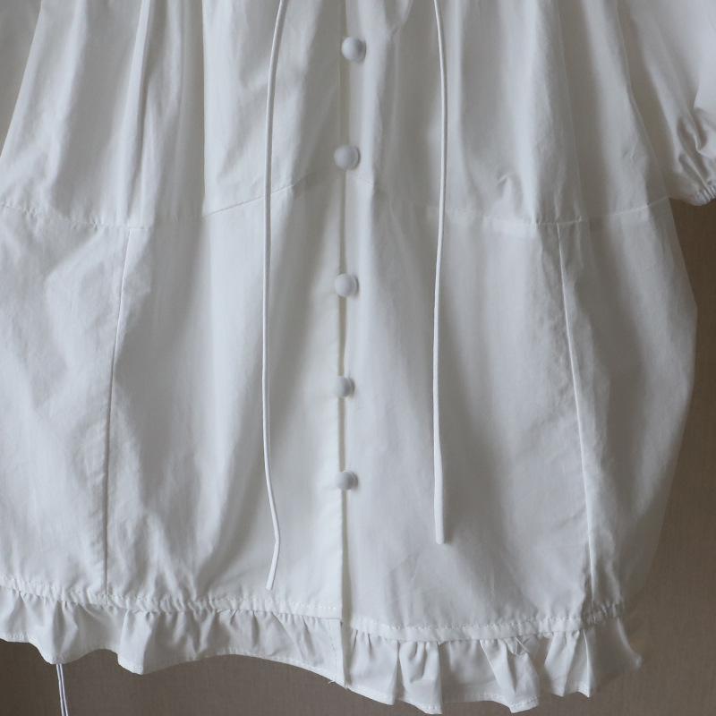 2025 Summer Korean Sweet Lace Trim Babydoll Top - Women's Short Sleeve Shirt