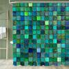 Geometric Square Mosaic Pattern Shower Curtain, Bathroom Decorative Shower Curtain, Waterproof Shower Curtain With Hooks