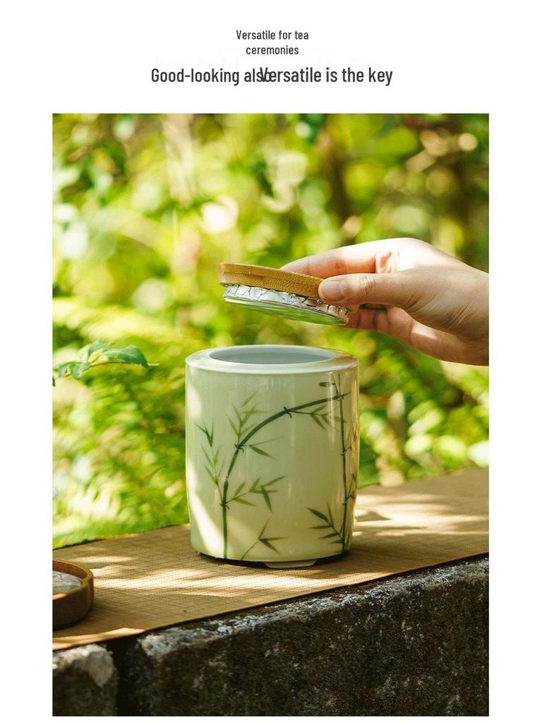 Elegant Green Tea Cloth Bag and Ceramic Can Packaging - Longjing, Biluochun, Maojian, Maofeng Styles