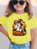 Kids Boys Girls Family Matching T Shirt Halloween Unicorn Witch Hat Pumpkin Print Short Sleeve Tee Casual Parent Child Tops