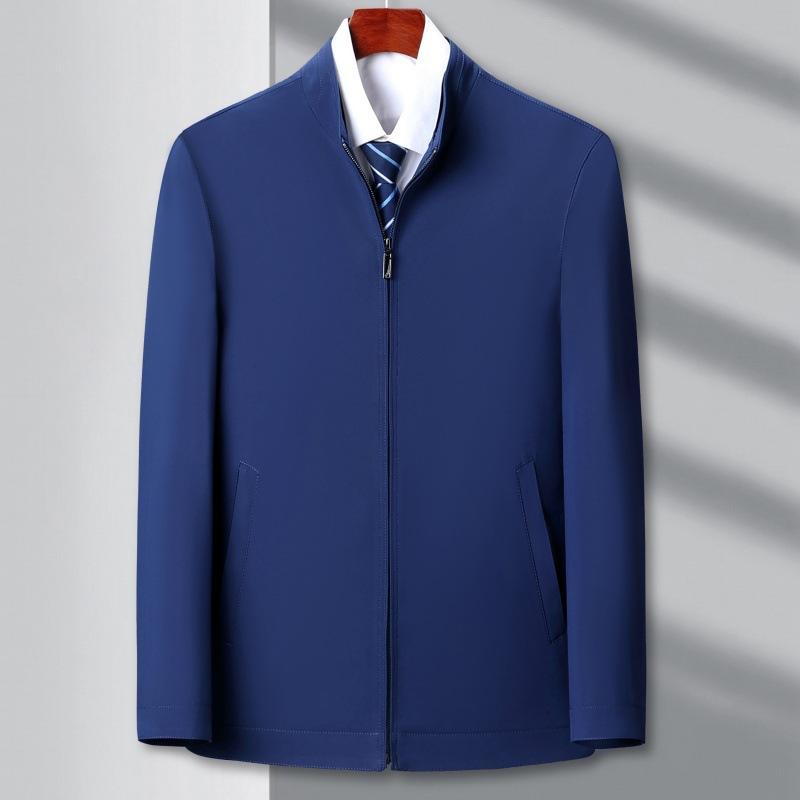 High-end Mulberry Silk Jacket Men's Stand-up Collar Middle-aged Casual Jacket Casual Loose Dad Spring and Autumn Thin Coat