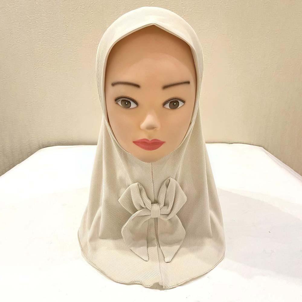 

Breathable Kids Instant Hijab Pre-Stitched Design Ethnic Style Turban Preschool Modesty Wear бежевий