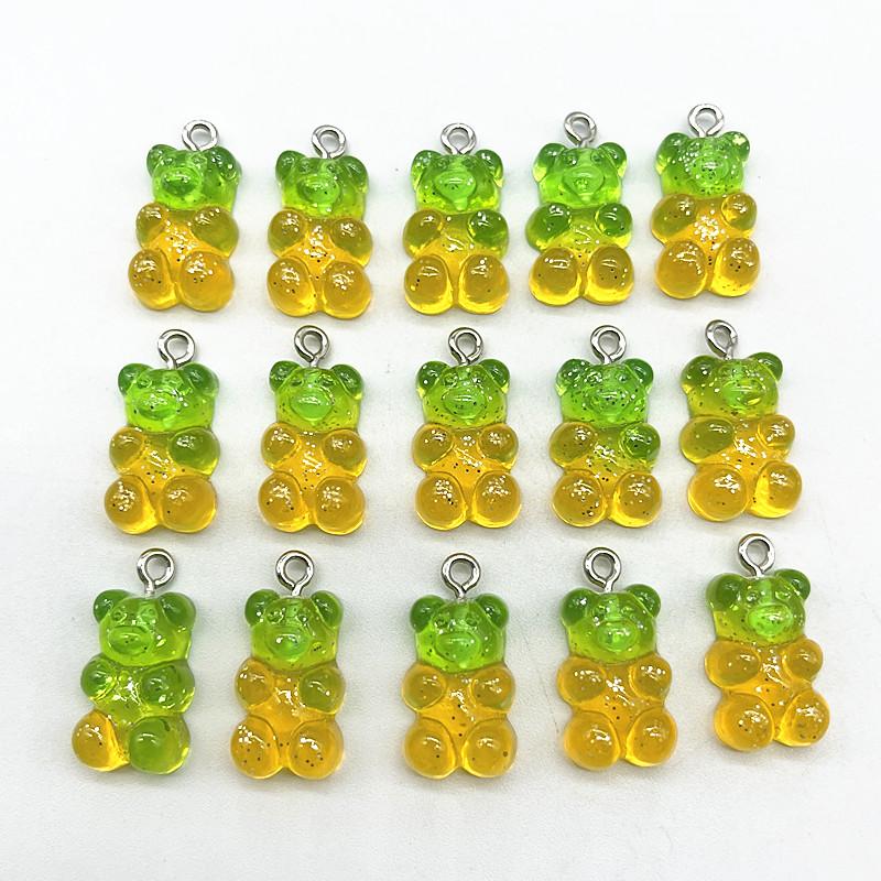 10Pcs Candy Bear Pendant Charms for Necklace Bracelet Earrings Jewelry Making Diy Findings Resin Bears Christmas Making
