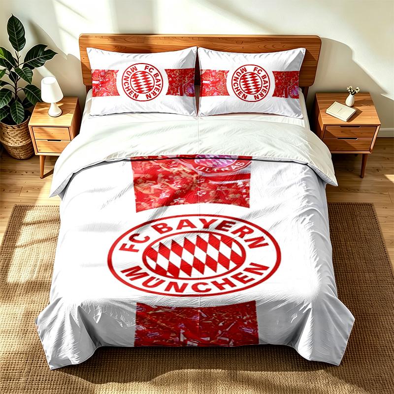 FC Bayern Mnichov (14) Sada 3 ks vhodná do ložnic měkká a pohodlná ideální dárek pro rodinu a přátele Zahrnuje jeden povlak na přikrývku a dva
