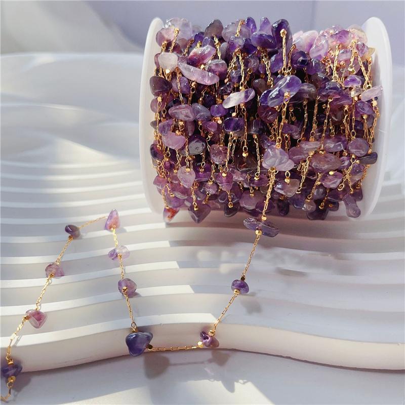1meter Natural Stone Bead Chains Necklace Bracelets Bulk KC Gold Color Copper Link Chains Lot Supplies for Diy Jewelry Making