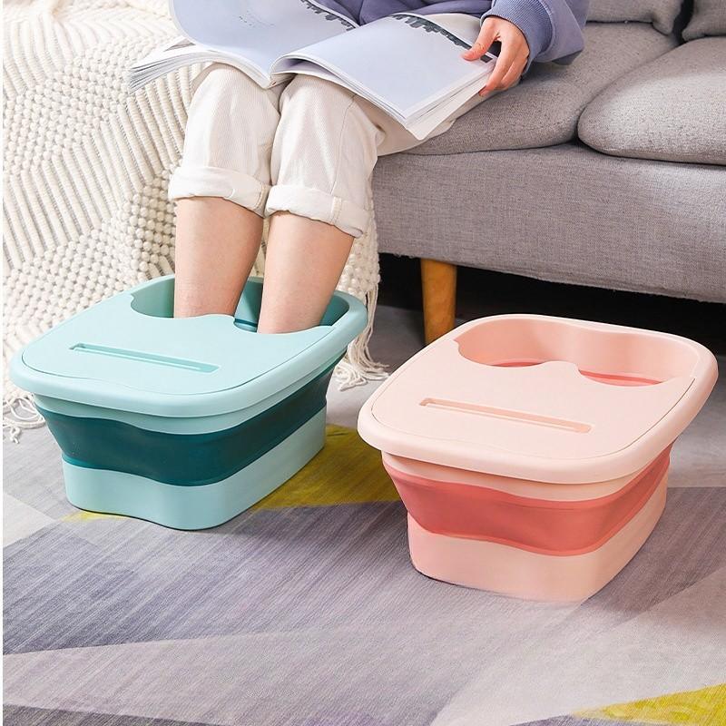 Fotskål Sammenleggbar Vannbøtte Bærbar Oppbevaring Husholdningsmassasje Helsebevaring Fotbadkar Leggdekket Isolert Fotvaskebasseng