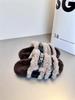 European lamb wool shoes, metal buckle buckle open-toe slippers, and thick-soled Boken slippers 2025 new models