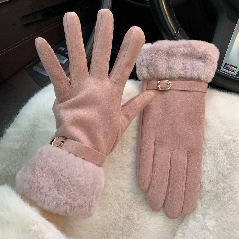 Soft Suede Gloves Windproof Women Winter Gloves Fashion Cycling Mittens  Outdoor