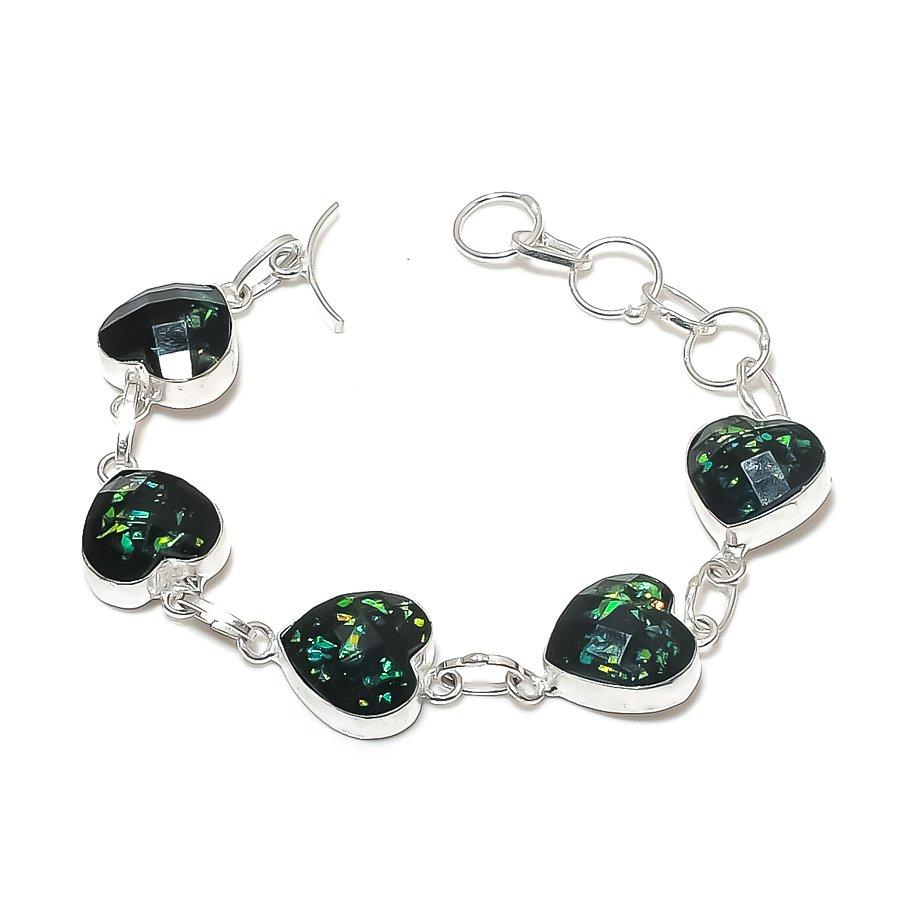 

Натуральный австралийский опал дублет браслет из серебра 925 пробы 7-8 M6N45