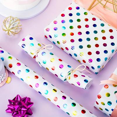 1 Roll Rainbow Colorful Polka Dot Wrapping Paper-Mini Roll Gift Wrap for Birthdays, Holidays, Parties, Boys & Girls - 43 X 300cm