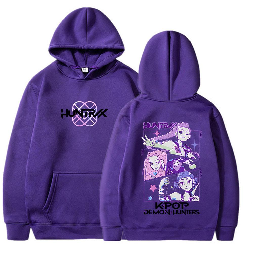 Men's Hooded Sweatshirt Kpop Demon Hunters Graphic Pullover Hoodie Street Fashion Sweatshirt Training Hoodie Warm Style