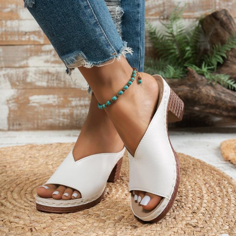 2026 Women Comfortable Sandals Summer Trend Heel High Heels Shoes Women Outdoor Slip on Open Toe Flip Flops Slippers