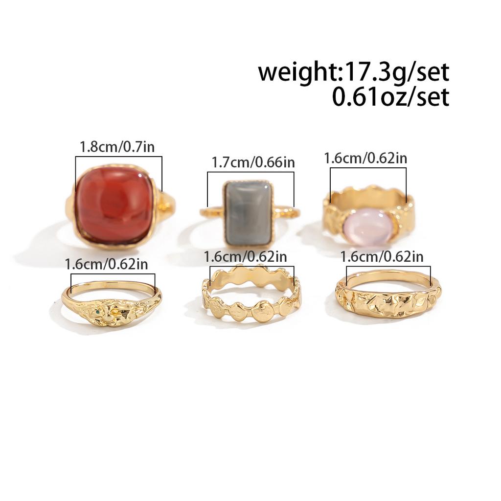 Geometric Adjustable Ethnic Open Ring Set Fashion Jewelry Aesthetic Retro Vintage Punk Gold Color Knuckle Joint Rings Irregular Accessories