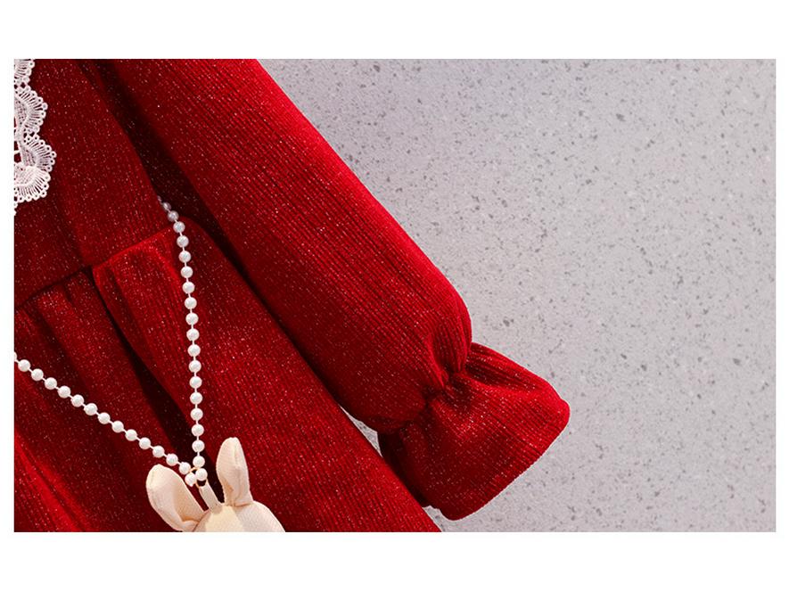 Girls' Red Princess Dress for Autumn/Winter - Christmas & Chinese New Year