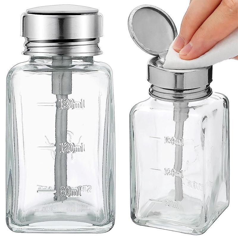 Empty Glass Nail Polish Remover Dispenser Refillable Press Pump Bottle Makeup Manicure Accessories