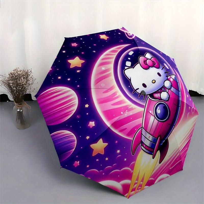 1pc Hello Kitty Space Adventure Umbrella with Plastic Handle,Suitable for All Seasons Home Travel Outdoor UmbrellaSanlio602