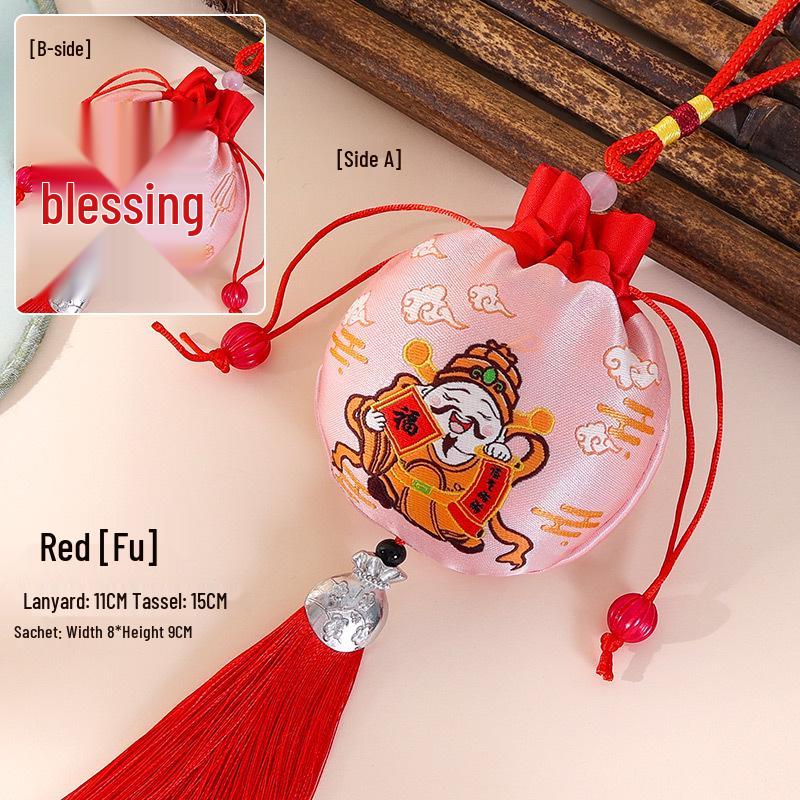 Dragon Boat Festival Brocade Sachet Bag - Portable Hanfu Purse with Ancient Style Pendant