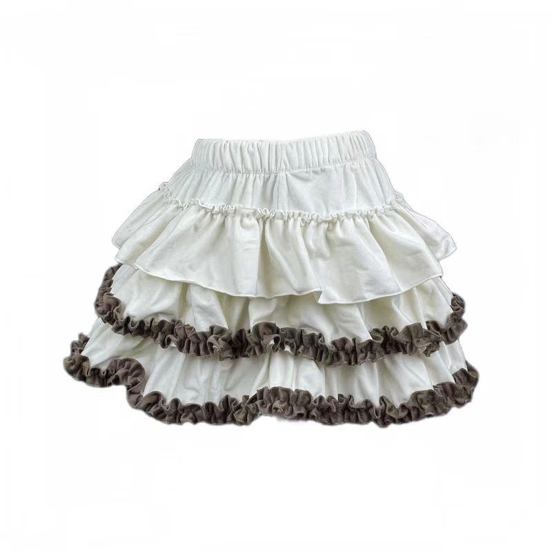 Тыквенная пышная юбка с кружевной отделкой, весна 2026 L