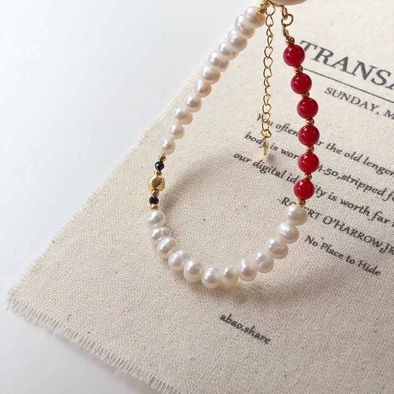 

Elegant S925 Silver Bracelet with Freshwater Pearl & Red Sea Bamboo - Versatile Niche Design for Women 925 Silver