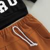 Baby Boys Pants Set 3M 6M 12M 18M Long Sleeve Crew Neck Letters Print Sweatshirt with Elastic Waist Sweatpants Infant Clothes
