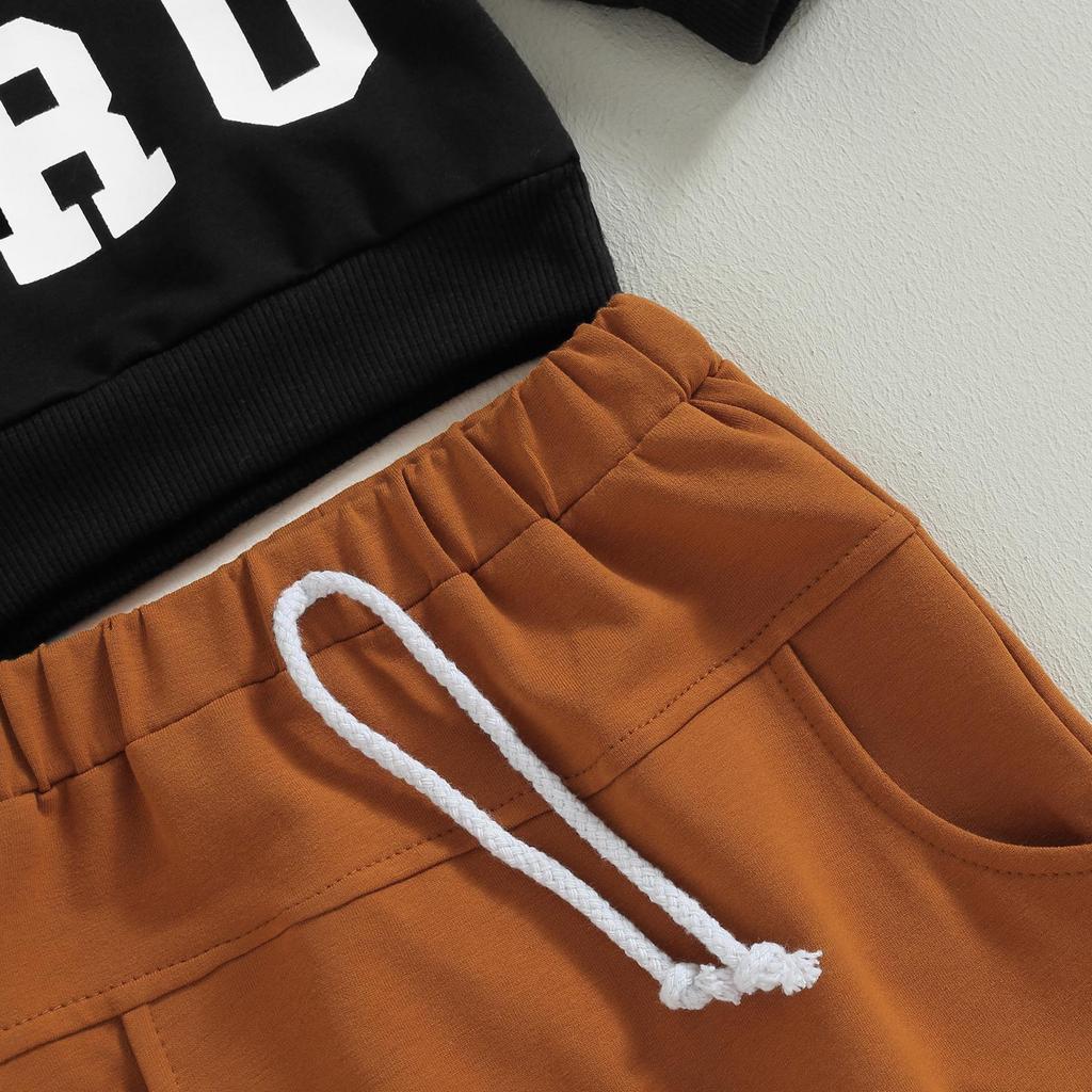 Baby Boys Pants Set 3M 6M 12M 18M Long Sleeve Crew Neck Letters Print Sweatshirt with Elastic Waist Sweatpants Infant Clothes