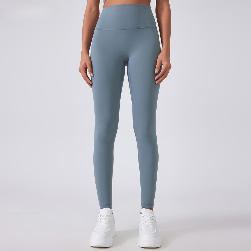 Neue Nackt-Gefühl ohne Peinlichkeit Yogahose Hohe Taille Stretch Fitnesshose Bauchstraffend Hüfthebend Übung Neun-Punkte-Hose