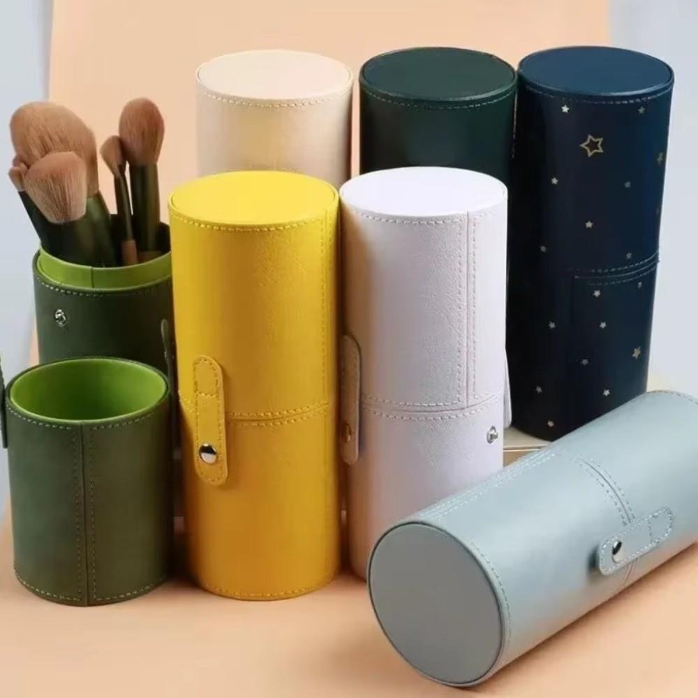 Waterproof Makeup Brush Bucket PU Leather Makeup Brush Organizer