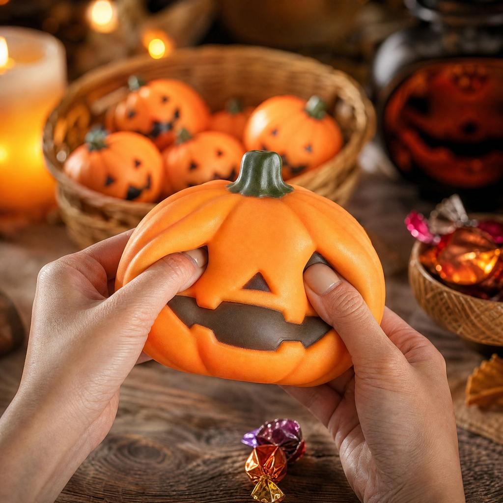 Pumpkin Shaped Slow Rising Toy with Outer Texture for Kids and Adults
