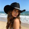 European and American Style Woolen Pearl Accessories Cowboy Hat Woolen Pearl Cowboy Hat Autumn and Winter Cowboy Hat Grassland Knight Hat