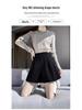 Women's High-Waist A-Line Black Wool Shorts - Autumn/Winter Loose Wide-Leg Booty Shorts, Thin Apricot