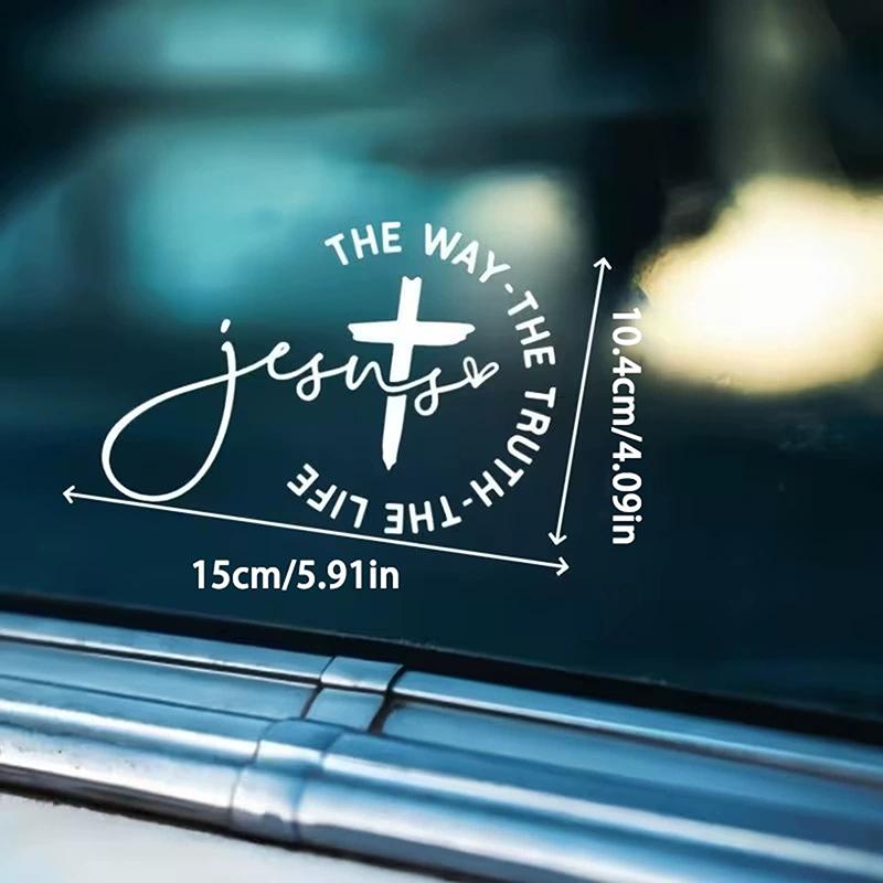 1Pcs Jesus Road Car Sticker Self-Adhesive Christian Car Sticker Jesus Road Cross Design With "Road, Truth