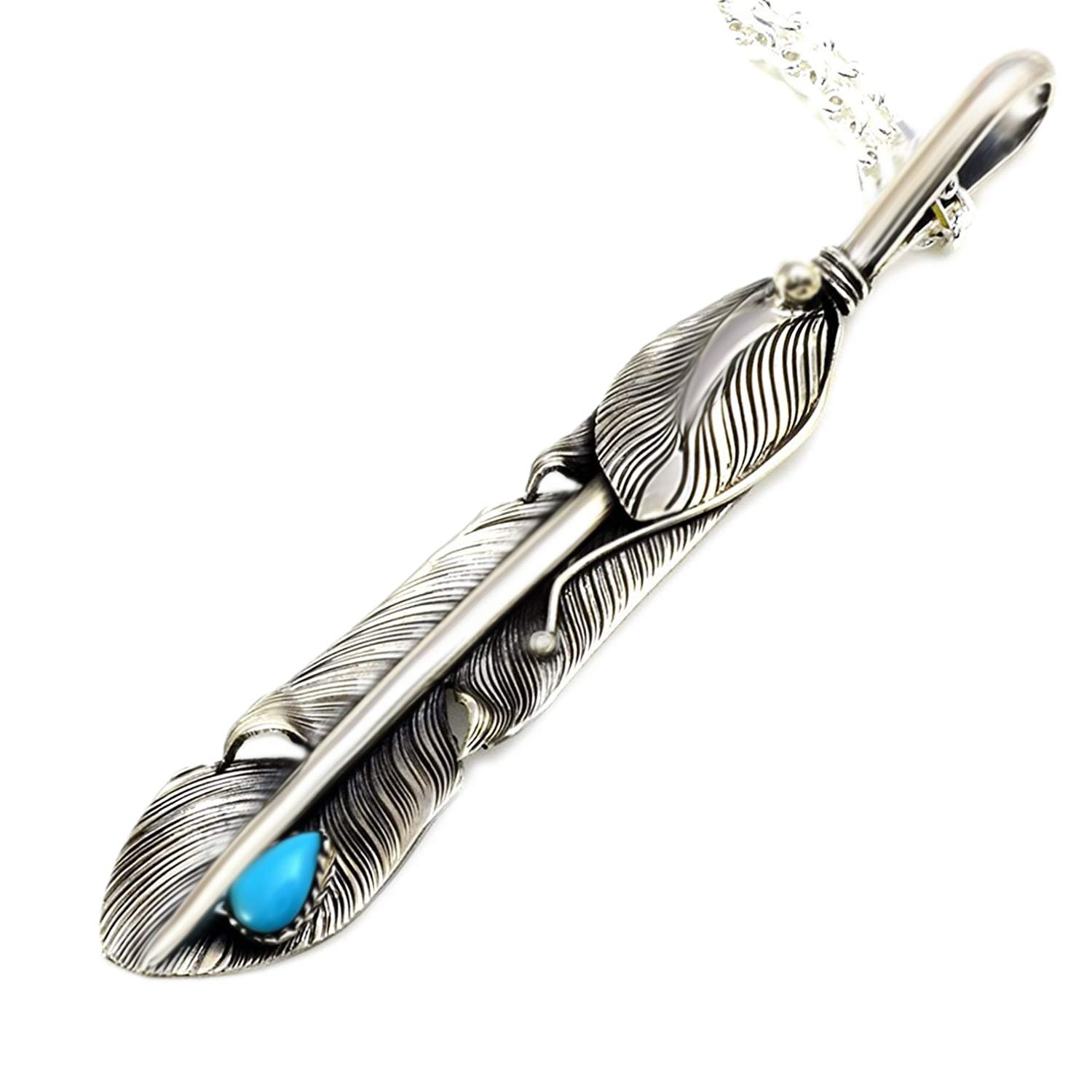 [STERLING SILVER 925] Feather Silver Necklace Pendant Chain SILVER 925 AMTHANE-001