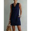Abito Casual a Sottoveste da Donna con Scollo ad Drappeggio Senza Maniche
