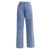 Damen Jeans mit hoher Taille und gewaschener Optik, modische, vielseitige Hose mit geradem Bein