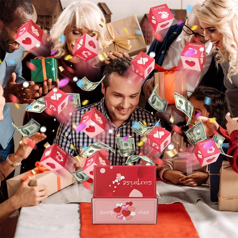 Подарункова коробка-сюрприз. Подарункова коробка-вибух для грошей, смішна коробка-грошівка для грошового подарунка, складна подарункова коробка, що підстрибує, на день народження, ювілей, Валентина, пропозиція