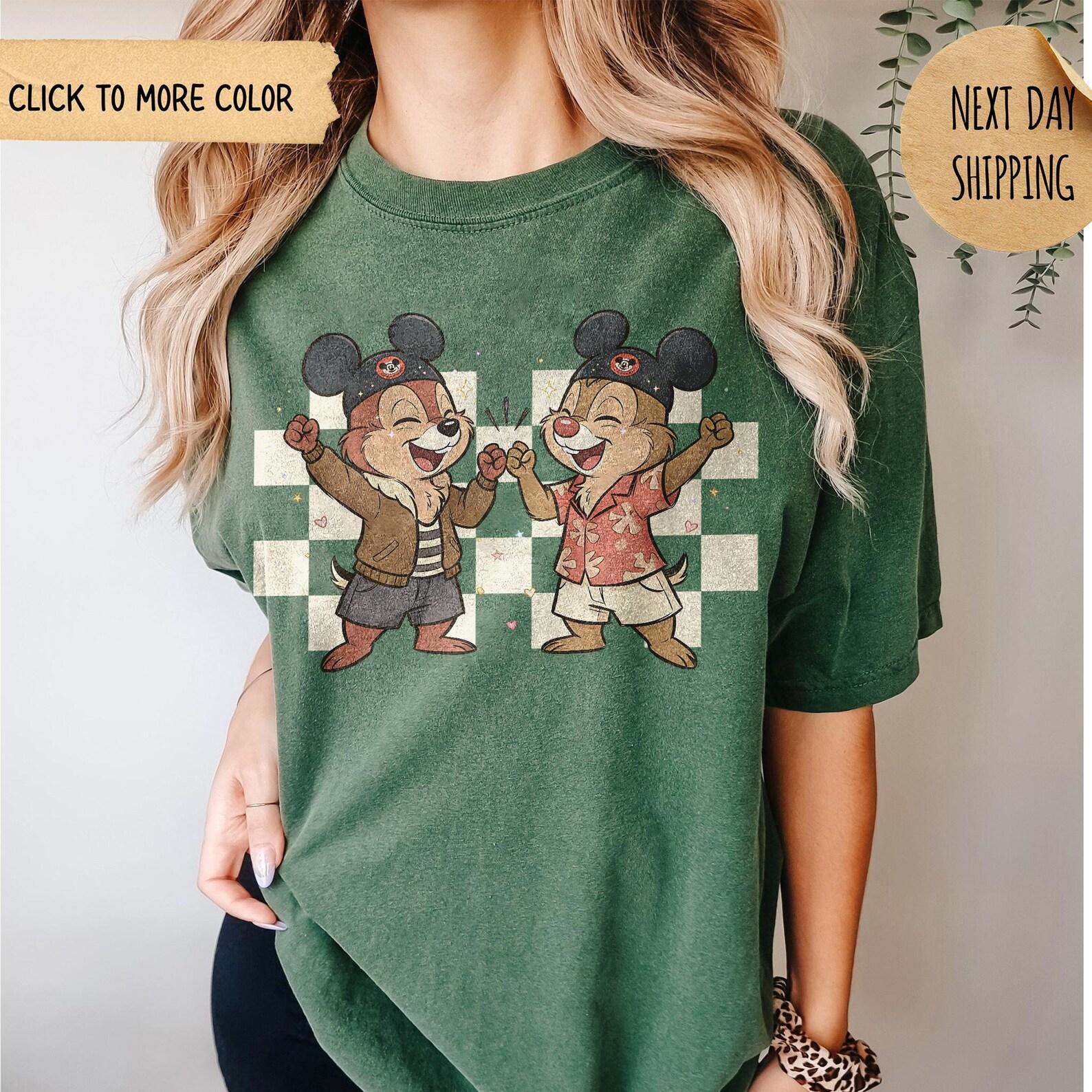 Comfort color Chip and Dale Checkered Shirt, Chip Dale Double Trouble Retro Tee, Walt Disney World Shirt, Disneyland Family Vacation Trip 150