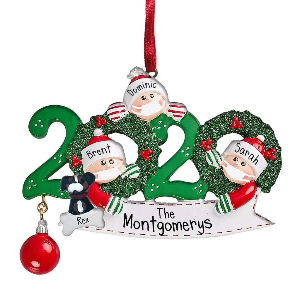 Family DIY Handwritten Name Face Mask Snowman Christmas Tree Hanging Pendant Christmas Decoration