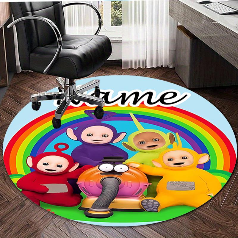 Personalized T-Teletubbies Round Chair Office Rug - Perfect for Mat, Office Chair & More - Ideal Gift for Birthdays and Holidays