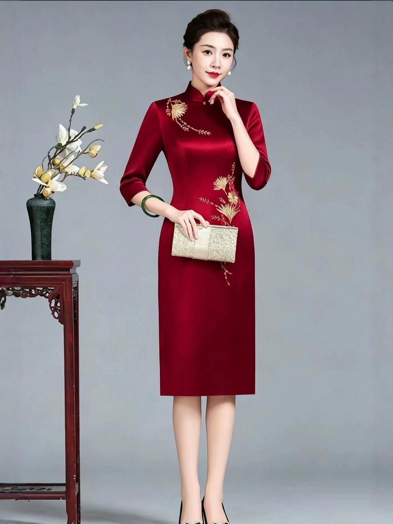 Elegant Qipao Mother-in-law Wedding Dress - Noble Spring/Summer Banquet Attire