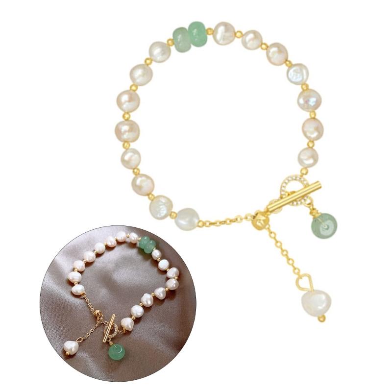 Trendy Women Bracelet with Irregular Pearls Crystal Chain Bracelet Delicate Wrist Jewelry for Stylish Occasions Jewelry