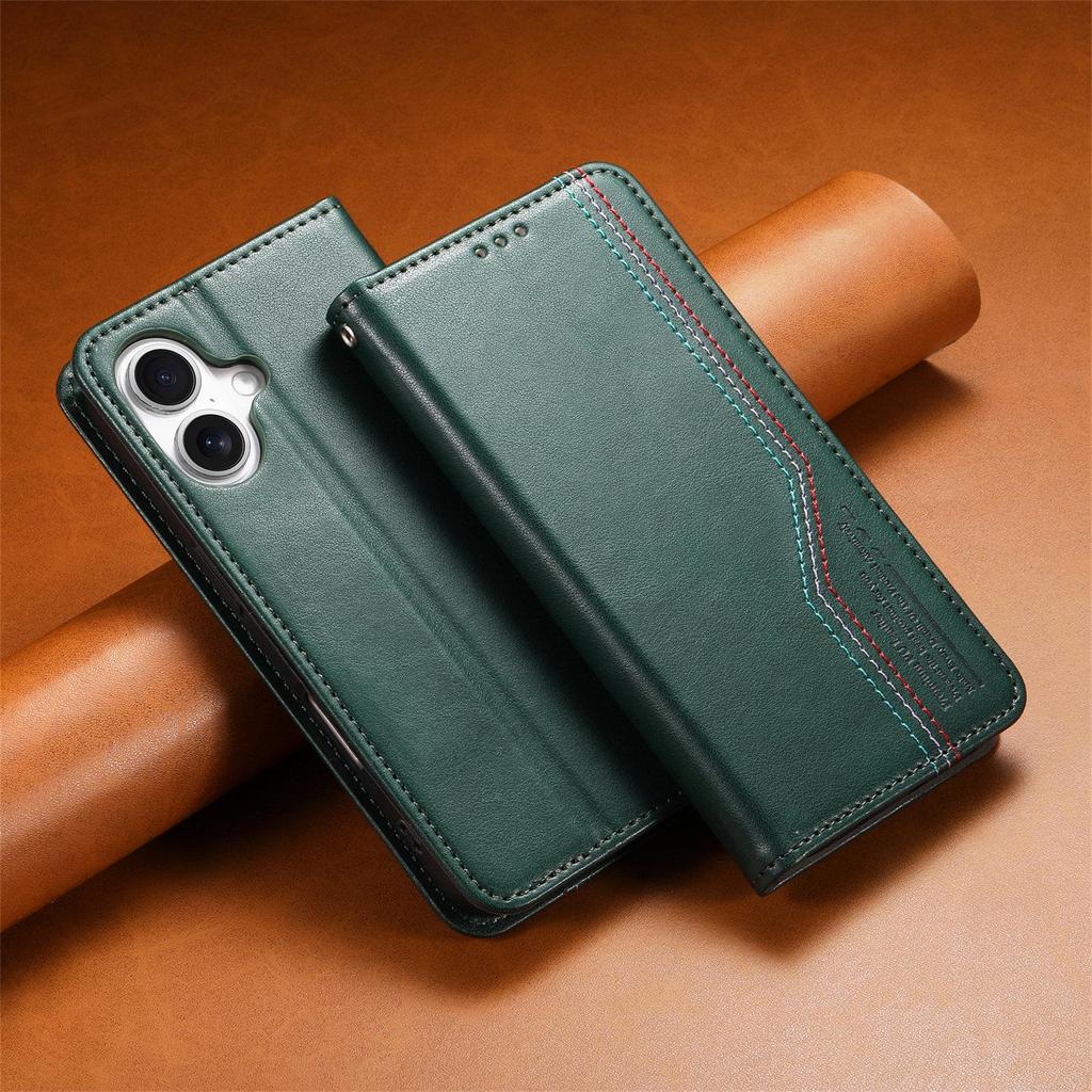 iPhone 17 Leather Flip Case with Magnetic Card Slot