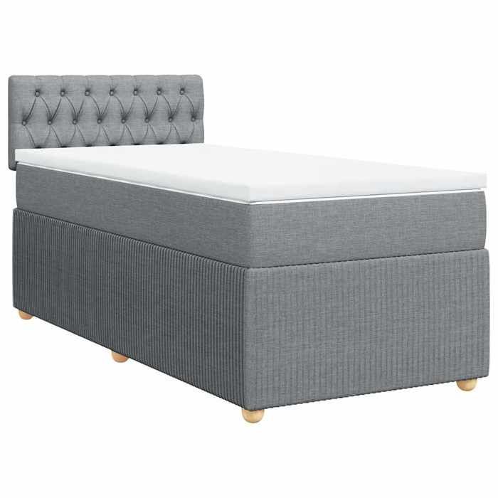 Exclusive House - Slatted Bed Base with Light Grey Mattress 80x200 Cm Fabric