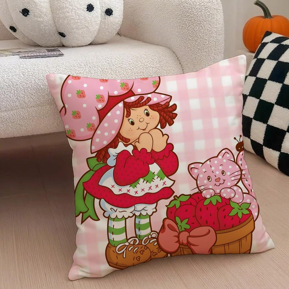 Erdbeerkuchen Kissenbezug Milbenabweisender Kissenbezug Unsichtbarer Reißverschluss Seidig kurzer Plüsch Sofakissenbezug