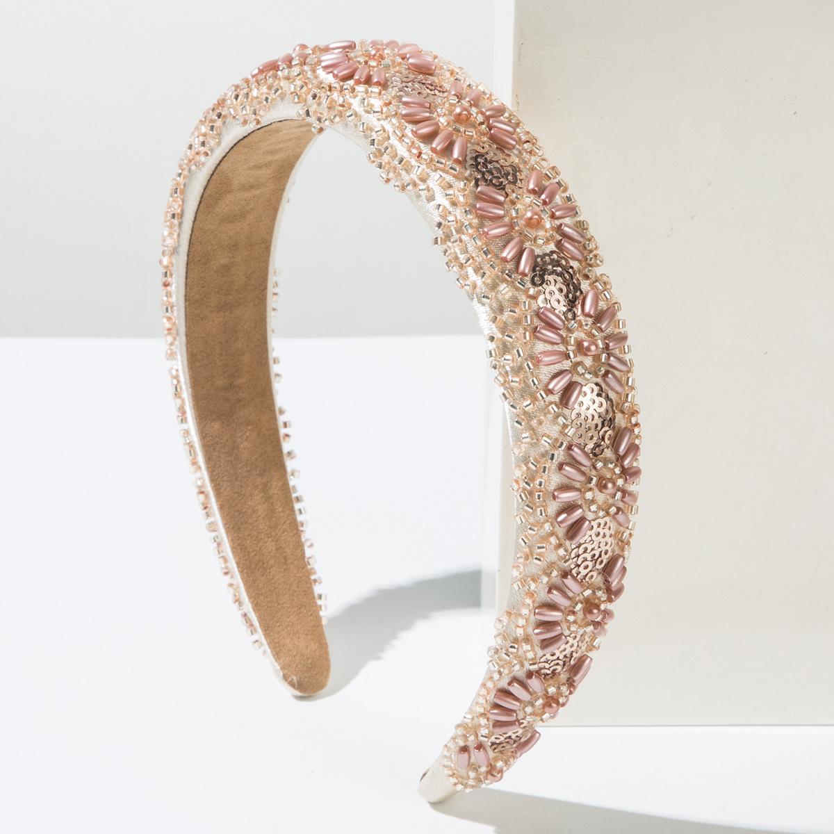

New Minimalist Hairband Hand-sewn Sequins Elegant High-crown Headband Versatile for Women кавовий