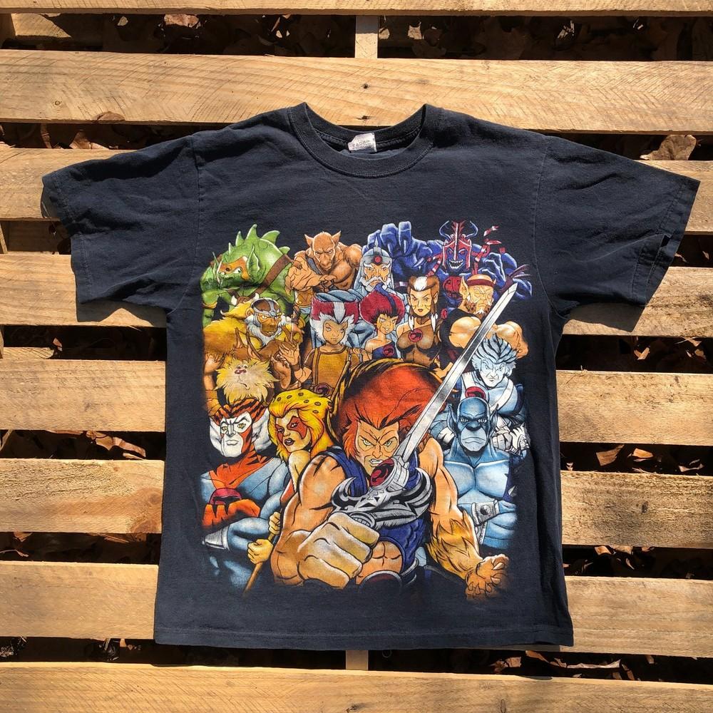Vintage Thunder Cats Thundercats Men Sz M Black Big Graphic T-Shirt Heavy Cotton Unisex T-Shirt XXXL