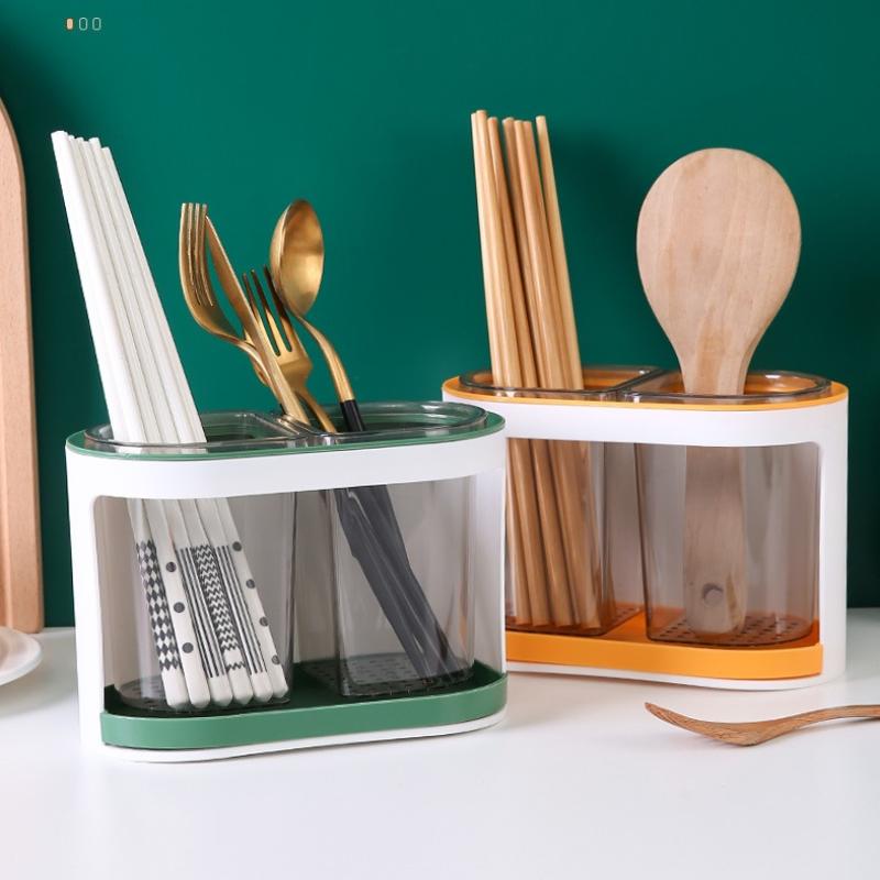 Utensil Holder Cutlery Drainer Kitchen Tableware Storage Bucket Plastic Chopstick Spoon Storage Rack Detachable Kitchen Tools